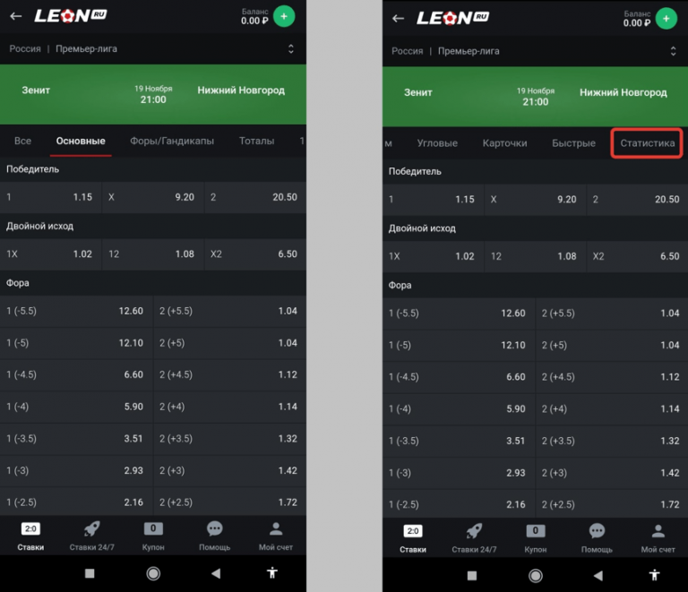 Leon ставки. Мобильная версия Leonbets.